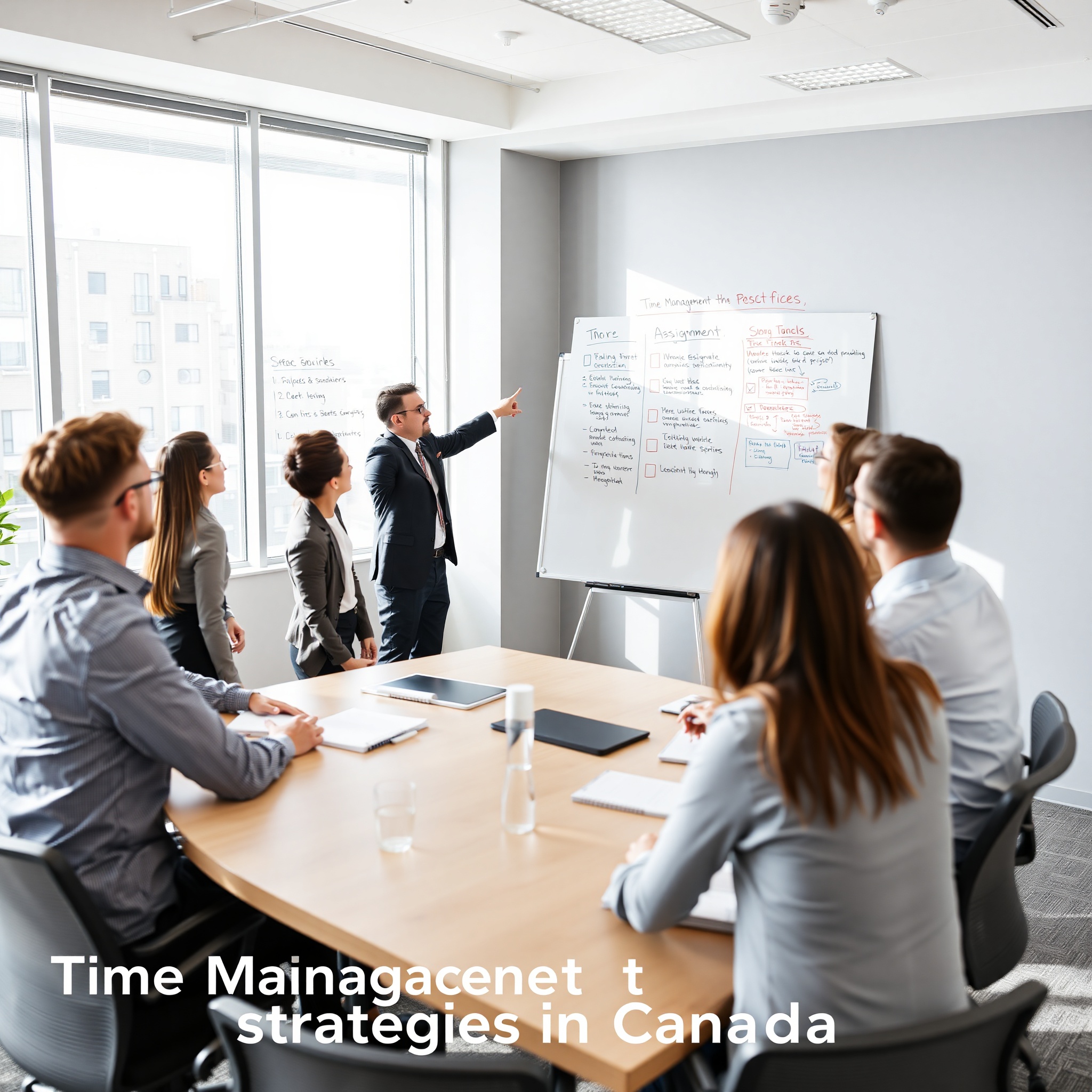 Team meeting in modern office showing delegation of tasks among professionals
