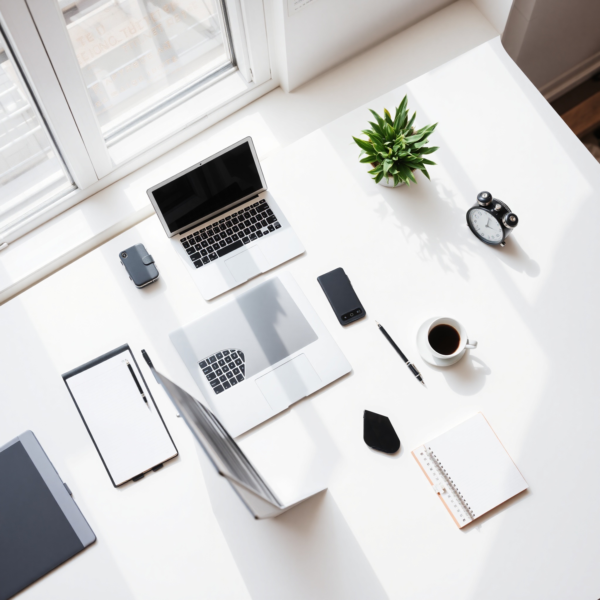 Professional workspace showing focused work environment with timer and organized desk setup